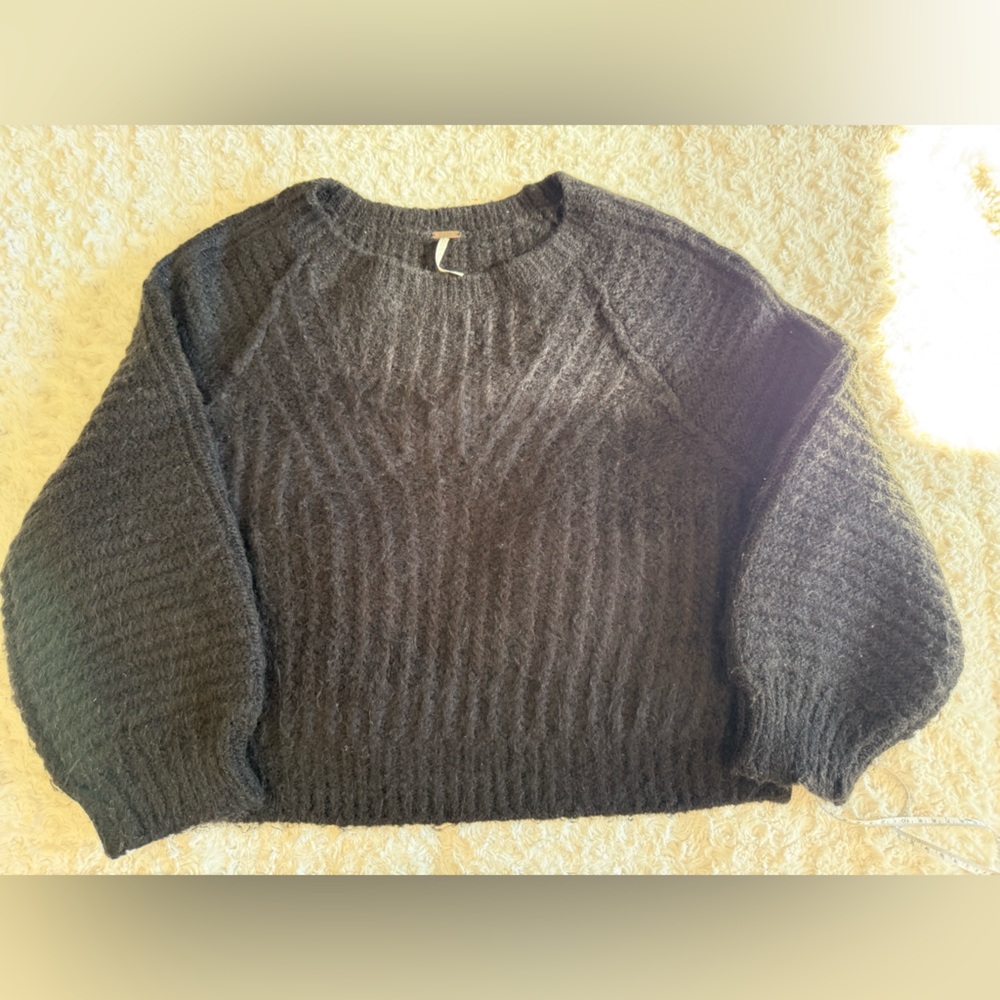 Free People Felted Knit Pullover Sweater | Size M | Charcoal